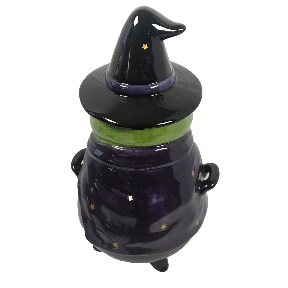 Global Design Witch Frog Cookie Jar Halloween Ceramic Canister Poison Potion 123